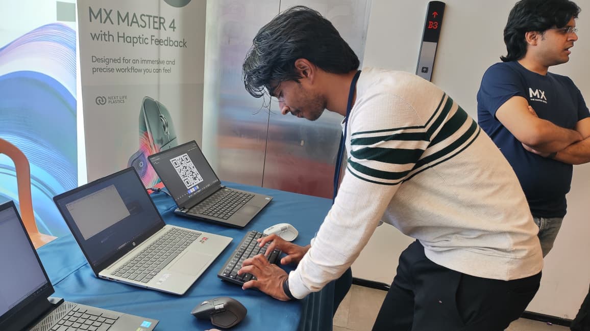 James Kevin Jones presenting a project at an expo